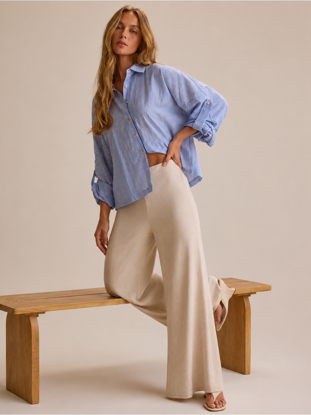 Altar'd State Hailee Linen Pant Cream Natural M